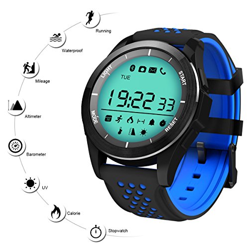 Reloj Deporte Inteligente QIMAOO F3 Smart Watch Bluetooth 4.0 Fitness Tracker Sincronización con Smartphone Llamada SMS Recordatorio Podómetro, Escalada, Correr, Senderismo Deportes Relojes para IOS o Android
