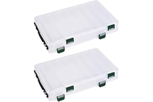 Caja de señuelos de pesca, TOPIND de doble cara Caja de anzuelos de cebo de plástico visible Caja de almacenamiento Caja organizadoraorificio de drenaje Accesorios de pesca (Blanco(2L))