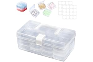 KYYGKY 32 Fächer Diamond Painting Aufbewahrungsbox Kunststoff Diamond Painting Zubehör Box mit Stickers Perlen Aufbewahrungsbox Diamant Stickerei Box Malerei Zubehör für DIY Basteln Schmuck Strass