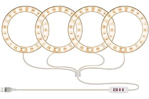 LYEAA Angel Ring - Lámpara de cultivo de plantas con 4 cabezas LED, fitolampa, USB LED para cultivar luz de espectro completo, luz del sol para suculentas y semillas, crecimiento de flores (4 en 1)