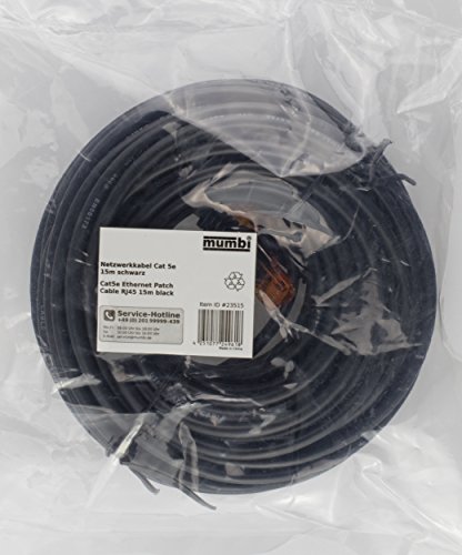 mumbi 15m CAT.5e Ethernet Lan Netzwerkkabel – CAT.5e (RJ-45) 15 Meter Kabel in schwarz - 6