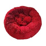 Ibeans Lit De Chat Rond Animal De Compagnie Confortable Chiens Peluche Lit De Couchage avec LitièRe pour LitièRe pour Sommeil Profond Pv (60cm, Rouge)