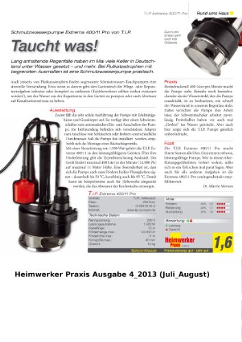 T.I.P. 30168 Profi Schmutzwasser Tauchpumpe und Baupumpe Extrema 400/11 Pro (2 Zoll Anschluss vertikal), bis 24.000 l/h Fördermenge - 5
