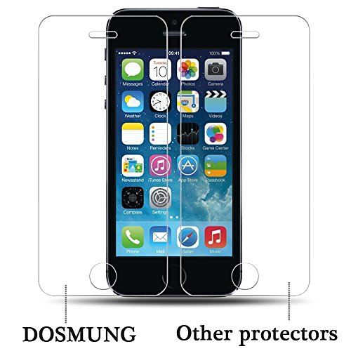 iPhone 5S SE Panzerglas Schutzfolie, DOSMUNG[2 Stück] Panzerglasfolie iPhone 5S SE 5 5c, 9H Härtegrad Gehärtetem Glas Displayschutzfolie, 99% Transparenz-Schutz vor Wasser, Öl, Staub und Kratzern - 3