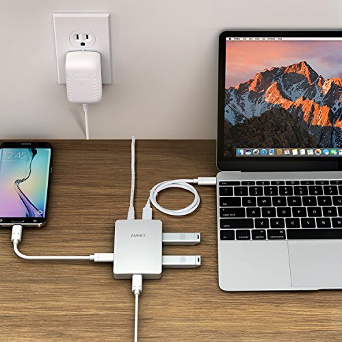 AUKEY USB C Hub mit Dual USB C Ports, Dual USB 3.0 Ports und Neitzteil für New Macbook, Macbook Pro 2016, Google ChromeBook Pixel 2015 - 5