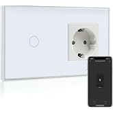 BSEED Normal Socket with WiFi Light Switch, Compatible with Alexa and Google Home, APP Control and Timer Function, 1 Gang 1 W