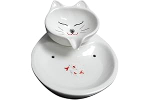 BEDDINGLEER Cat Fountain，cat Water Fountain，cat Water Dispenser, Ceramic Pet, Drink Water Automatically, Cycle Feed Water Flow Cat Fountain Basin Dog, Dog Water Dispenser.