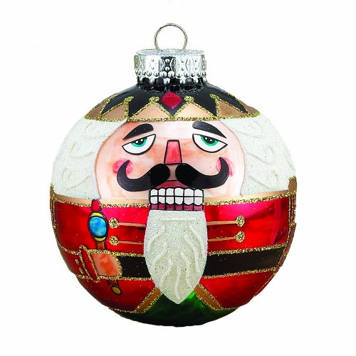 Kurt Adler Nutcracker Design Glass Ball Ornament, 80mm