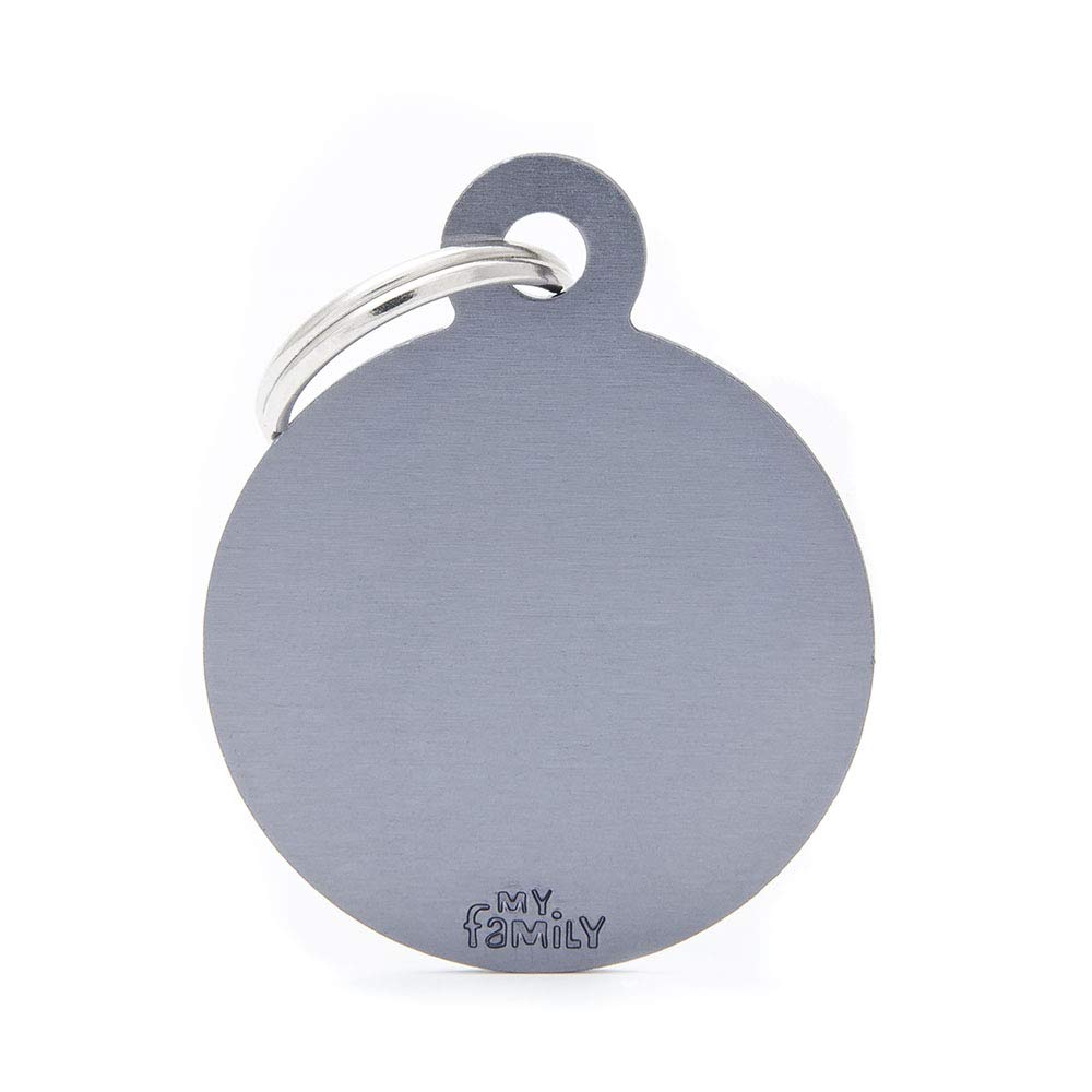 My Family tag Big Round Aluminum Grey plate dogs free engraving custom cats