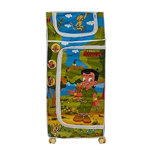 NHR Chota Bheem Multipurpose Premium Plastic Baby almirah, Wardrobe for Kids, Cloth Organizer, Folding almirah, Toy Box, Organizer (4 Shelf)