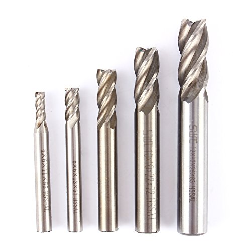 Yosoo 5Stk HSS CNC Drehmaschine geraden Schaft 4 Flöte End Mill Fräser Drill Bit erzeugen 4/6/8/10/12 mm - 5