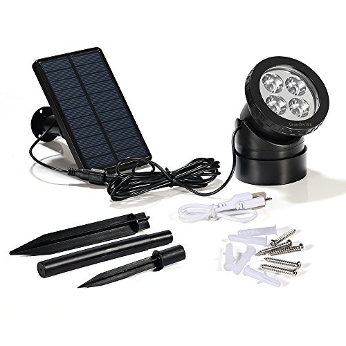 GrandBeing® Gartenleuchte 4 LED AußenleuchteWasserdicht led solar strahler Spotlicht Solarlicht Sonnenenergie Landschaft Beleuchtung für im Freien , Garten ,Pool ,Teich Punkt Licht Lampe (weiß) - 5