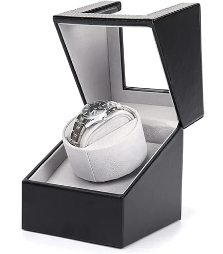 BeautySay ABC opwindhorloge, automatisch horloge voor 1 horloges, zelfopwindende horloges van koolstofvezel, shaker met stille motor voor mechanisch horloge, werkt op batterijen of AC-adapter