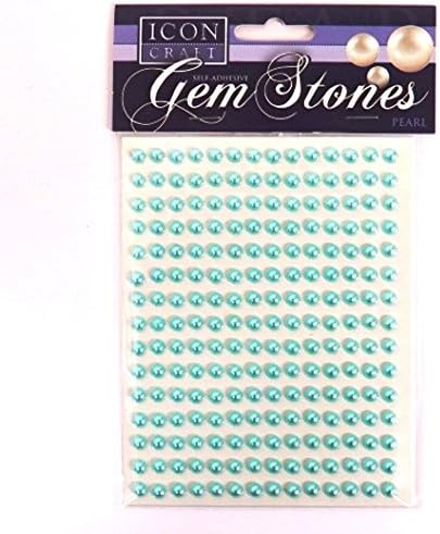 Icon CraftPearl Gem Stones 6mm, Self Adhesive - Baby Blue, Pack of 210