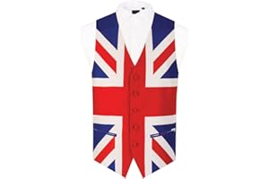 Dobell Mens Union Jack Waistcoat Regular Fit 5 Button