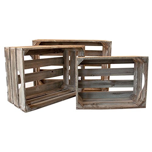 3er-Set Weinkisten Holzkisten Holzkiste Holz braun – L42/36/30cm - 4