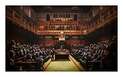 Banksy Devolved Parliament Chimps Apes Graffiti Brexit Painting Extra Large XL Wall Art Poster Print La Peinture Mur Impression d'affiches