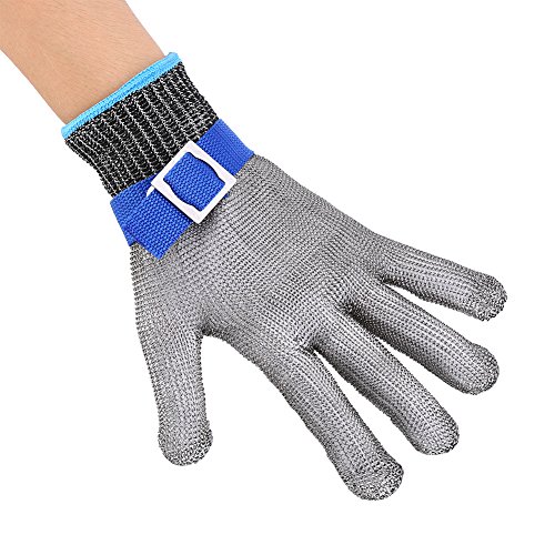 Schnittschutzhandschuhe Handschuhe Schnittfest aus Edelstahl Metall Netzgewebe 1 Stück Passend für Beide Rechte und Linke Hand Schutzgrad 5 (L) - 4