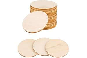 Gotetiso Bois Brut 50 Pièces Rondelles Bois Rond Bois Naturel Vierge Disques de Bois Bruts Tranche de Bois Brut Rondelles de Bois Rondes Tranches de Bois Vierges Rondes Tranches de Bois Rondin de Bois
