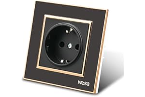 WESA Interruptor mecánico de luz, Interruptor de pared de 1 vía y 1 gancho de 10 A, Interruptor de luz de pared de 86 mm (Steckdose alta, NEGRO)