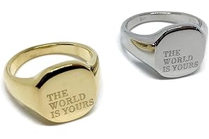 GIFTS FROM THE CRYPT The World Is Yours Ring | Signet Gold Scarface Tony Montana Inspired Mens Womens Unisex Band Sovereign Pinky