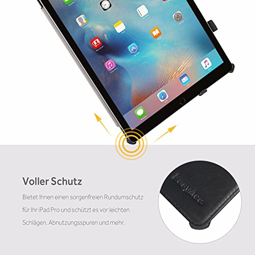 iPad Pro 12.9 Hülle, EasyAcc iPad Pro 12.9 2015 Hülle Schutzhülle Case Hochwertiges PU Leder Etui – mit Standfunktion und Automatischem Schlaf Funktion für iPad Pro 12.9 2015 (Modellnummer A1673 A1674 A1675) – Schwarz, Kunstleder - 8