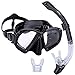 Produktbild Supertrip Premium Schnorchel-Set für Erwachsene mit 2 Mundstücken, Tauchermaske, Schnorcheln, Tauchen, Schwimmbrillenmaske, Trockenschnorchel-Set mit Kamerahalterung, schwarz