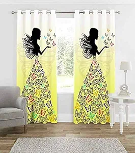 Ami Creation Polyester blend digital butterfly glorious barbie doll Disney cinderella princess printed satin Door Curtain, (Multicolor, 5 feet)