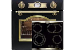 Herdset Autark Kaiser Empire Schwarz/Elektro Einbau Backofen EH 6355 Em + High Light Glaskeramikkochfeld 60cm mit Metallplatten Bronze/Drehspieß,Selbstreinigung/Einbaubackofen/Einbau Kochfeld