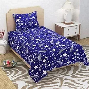 Cotton Villas 3D Printed Microfiber for Single Bedsheet for Single Bed 029 with 1 Pillow Cover Microfiber and Cotton Mix Color White (88 X 60 inch )
