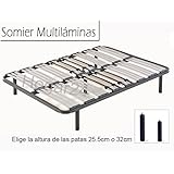 Somier multiláminas con reguladores lumbares (5 patas incluidas)-Altura de las patas 32cm- 135x190cm