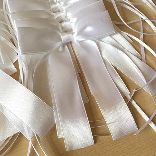 25x hochwertige Antennenschleifen aus weißem Satin | Hochzeit, Hochzeitsdeko, Hochzeitsschleifen, Satin Schleifen, Autoschmuck, Autoschleifen, Autodeko, Autokorso, Zeremonie, Kommunion - 4