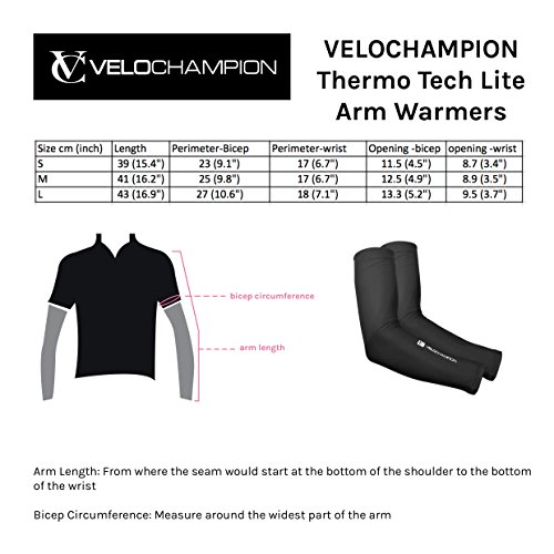 VeloChampion Thermo Tech Lite Rad-Armstulpen, Schwarz Cycling Arm Warmers Black - 2