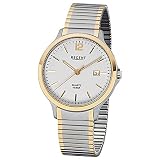 Regent Herren-Armbanduhr Elegant Analog Edelstahl-Armband silber gold Quarz-Uhr Ziffernblatt silber weiß URF1021