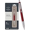 Parker Vector Standard Chrome Trim Ball Pen, Red Body, 1 Count (Pack of 1) (9000017253)