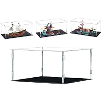 MEEC Acryl Vitrine Mit Schwarzem Sockel - Staubdichte Thekenbox 15x15x25 Cm Für Figuren & Sammlerstücke