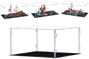 MEEC Vetrina in acrilico trasparente, showcase con base nera, vetrina di protezione antipolvere per action figure, giocattoli da collezione (30 x 20 x 15 cm) (001)