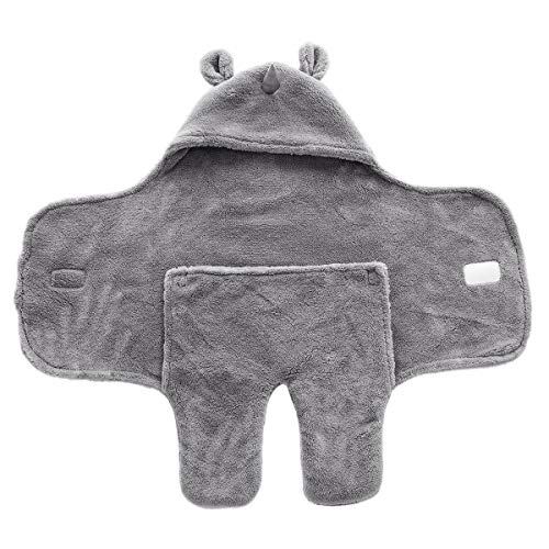Happy Cherry Couverture Enveloppante Hiver Chaud Gigoteuse d'emmaillotage avec Pieds Séparé Bébé Fille Garçon Nids d'ange Cartoon Licorne 65x75cm, Gris, 65x75cm