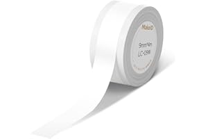 Makeid L1-C - Recarga de cinta etiquetadora, 9 mm x 4 m, etiqueta térmica laminada continua, impermeable, autoadhesiva, compatible con impresoras