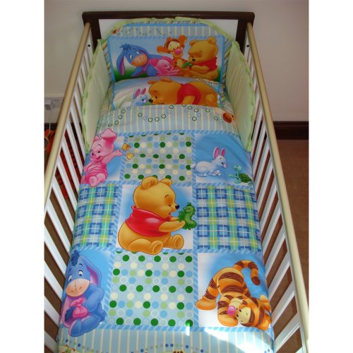 Disney Winnie the Pooh Follow the Leader Bedding Set for Cot or Cotbed Green (Cotbed - 140 x 70cm)