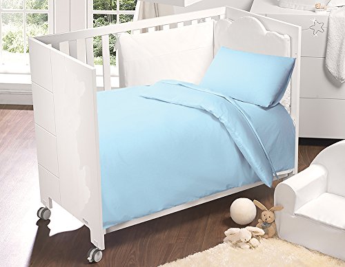 Love2Sleep 100% EGYPTIAN COTTON COT BED DUVET COVER 100 X 120 CM & PILLOWCASE SET : SKY BLUE