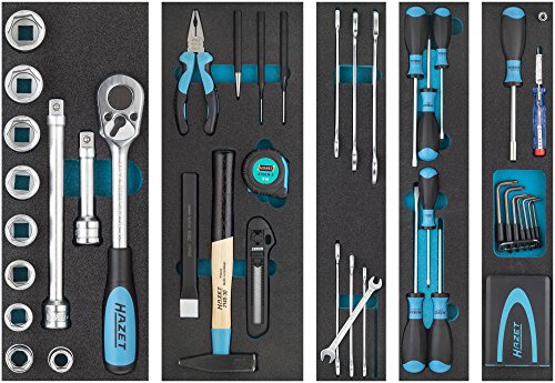 HAZET Metall-Werkzeugkoffer (mobiler Montage-Koffer, mit Profi-Sortiment, 79-teilig, mit Hammer, Umschaltknarre, Zange, Vorhängeschloss, hochwertige Materialien) 190/79 - 5