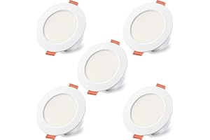 HEKEE Spot Led Encastrable 8W (équivalent 60W), Découpe 68-85mm, Encastré Lampe Plafonnier IP44 2700K blanc chaud - Lot de 5