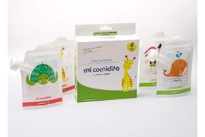 Irisana - Bolsa Porta Alimentos - Pack 4 - Blanco - 16 x 3 x 16 cm - Sin BPA, PVC ni Ftalatos - Accesorio de Viajes o Llevar en el Carro - Mi Comidita