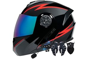 BYROADS Casque Moto Modulable Homologué ECE Homme Et Femme Bluetooth Flip Up Casque Moto avec Double Visière pour Anti-Collision Casque Scooter Casque Integral Modulable pour Locomotive