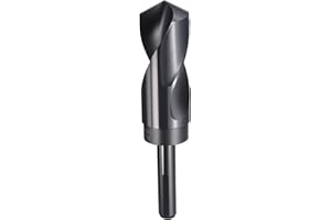 sourcing map 32mm Drill Bit 1/2" Reduced Shank 3-Flat 4241 High Speed Steel Nitriding Black 118° Standard Point for Plastic Wood Copper Aluminum Iron Medium Soft Metal