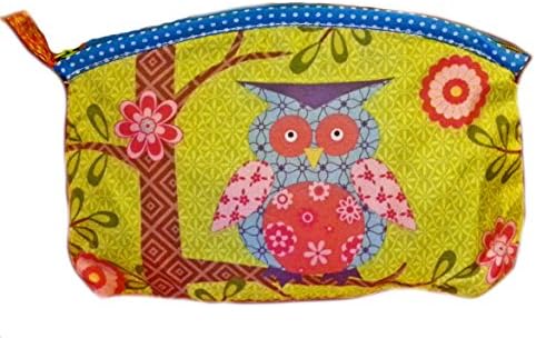 Pencil Case Cosmetic Makeup Bag Toiletry Bag with Owl Design GREEN M