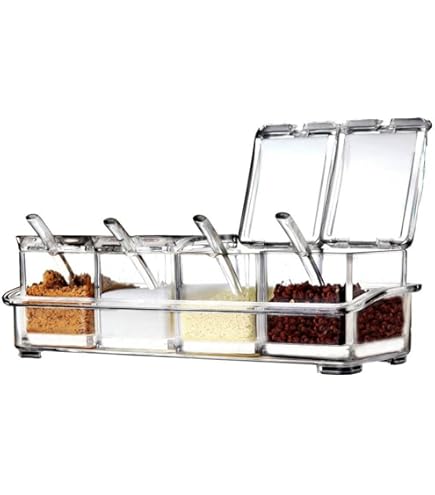 4 griglie sale pepe condimento scatola coperchio trasparente barattolo di spezie peperoncino in polvere zuccheriera condimenti contenore di stoccaggio gadget da cucina  15