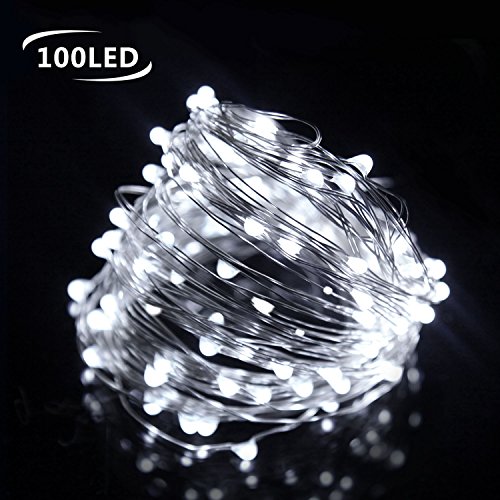 Preisvergleich Produktbild 100er LEDs Kupferdraht Lichterketten, LED lichterkette mit batterie Kupfer Lichterkette Wasserdicht mit 8Modi und Timer, Lichterkette außen und innen für Weihnachten / Hochzeit / Party