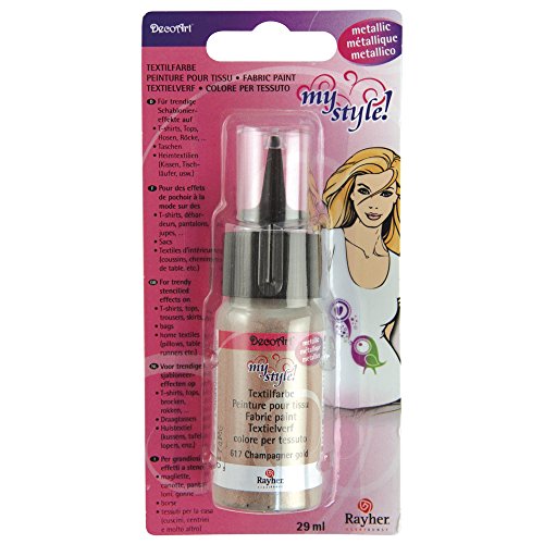 Rayher 38483617 My Style Textilfarbe, metallic, 29 ml Flasche auf Blisterkarte, champagner gold - 2
